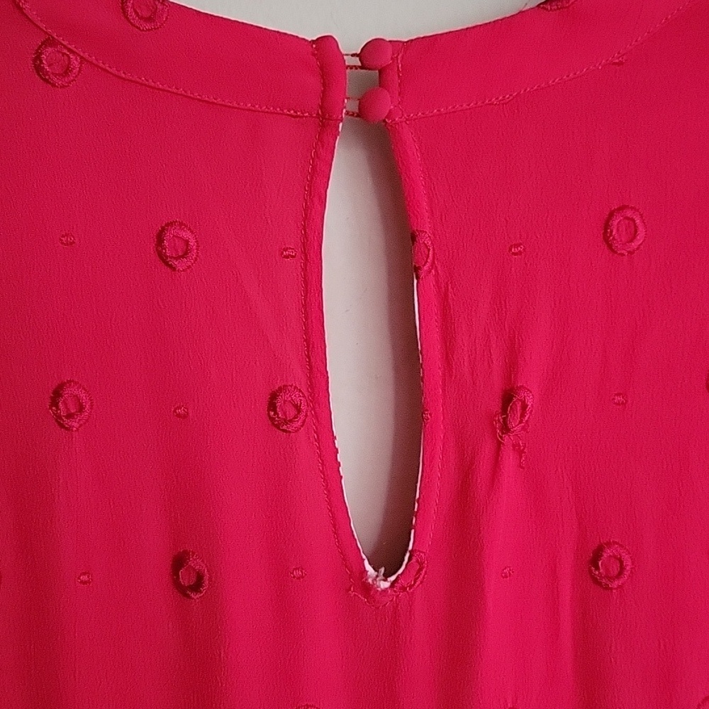 Anthropologie Embroidered Pink Sleeve Romper | Size Small 🌸 - Picture 8 of 12
